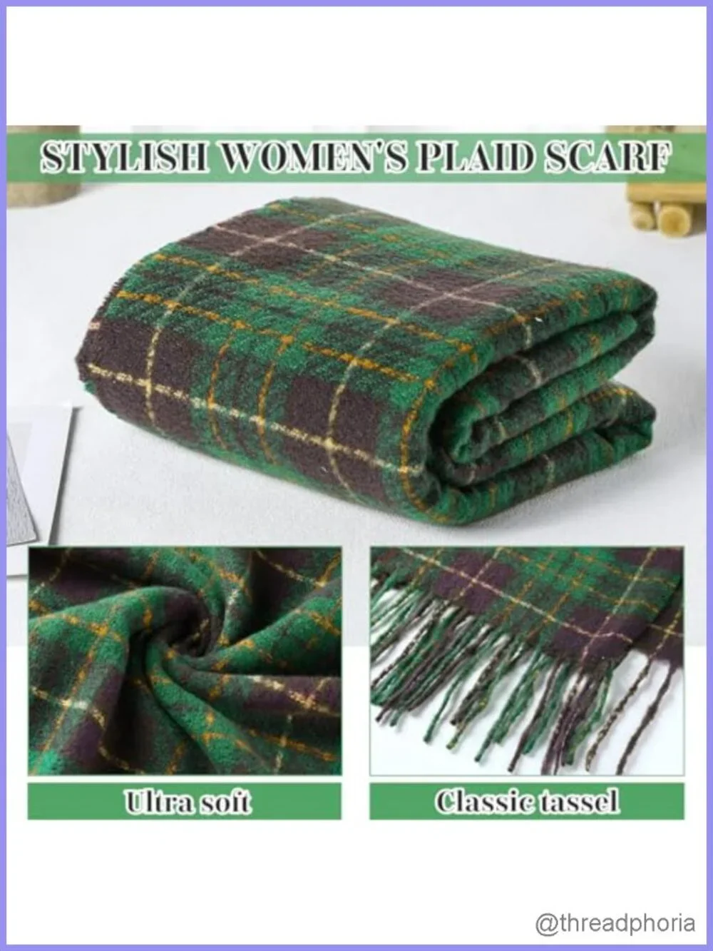 Soft Plaid Winter Scarf Long Wrap for Women Men